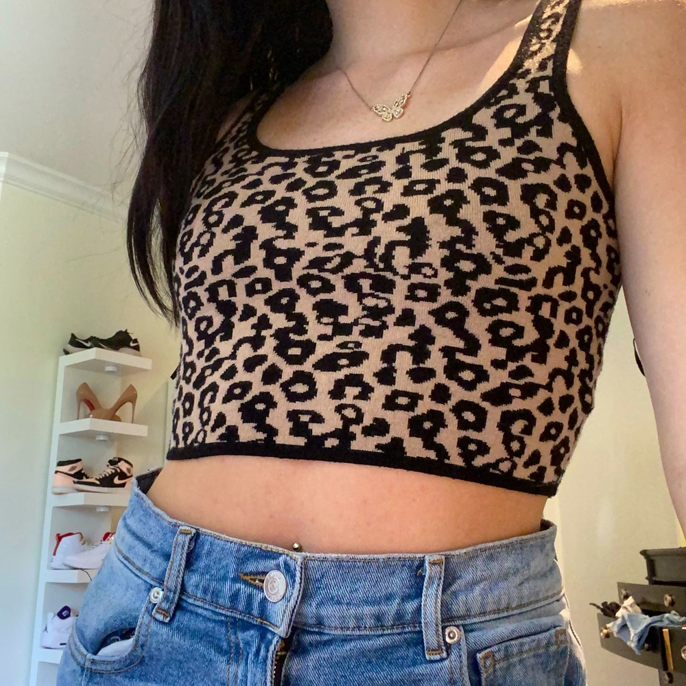 Kendall and Kylie animal print cropped tank top